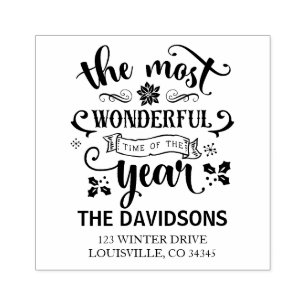 The Most Wonderful Time of the Year Monogram Rubber Stamp