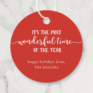 The Most Wonderful Time Of The Year Red Holiday Favour Tags