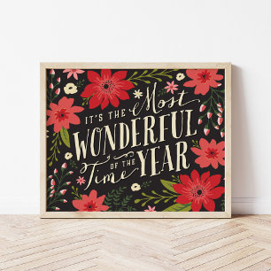 The Most Wonderful Time of Year Holiday Floral Poster