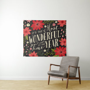 The Most Wonderful Time of Year Holiday Floral Tapestry