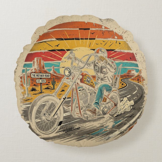 The Mother Road  Round Cushion (Front)