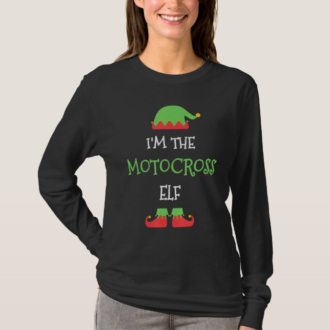The Motocross Elf Christmas Family Matching Group  T-Shirt (Front)