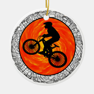THE MOUNTAIN BIKERS CERAMIC TREE DECORATION