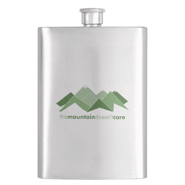 The Mountain Doesn't Care Hip Flask (Front)
