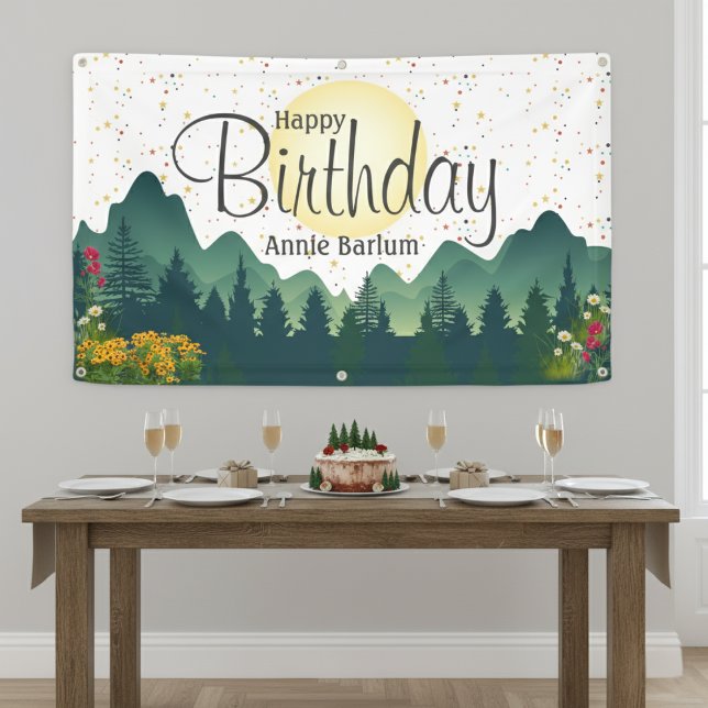 The "Mountain Escape" Birthday Banner  (The "Mountain Escape" Birthday Banner | Personalized Wilderness Party Décor)
