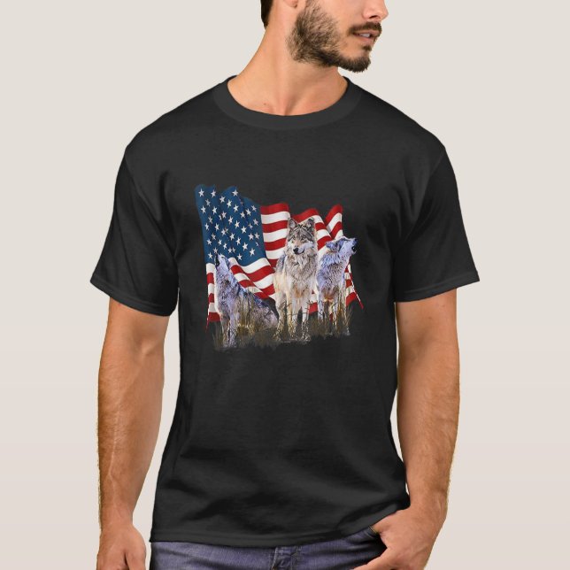 The Mountain Men's Wolf Flag T-Shirt (Front)