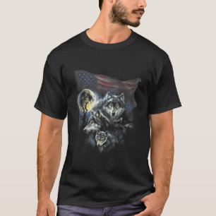 The.Mountain Men's Wolfs Lookout Flag American. T-Shirt
