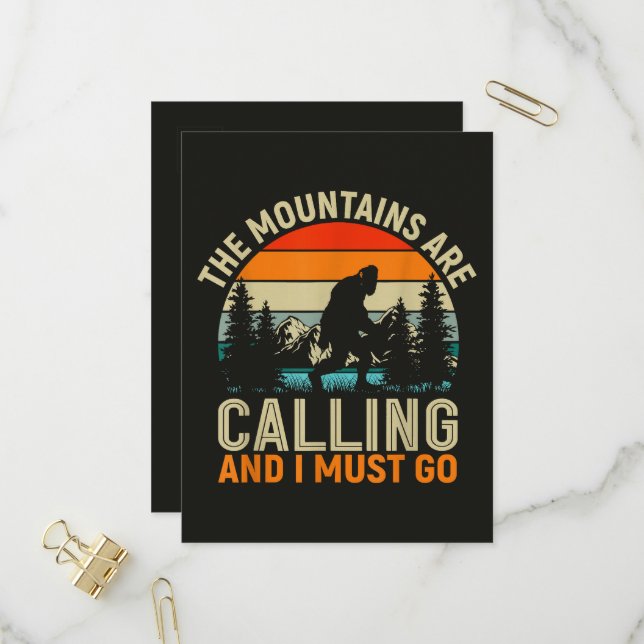 The Mountains Are Calling And I Must Go Invitation Postcard (Front/Back In Situ)