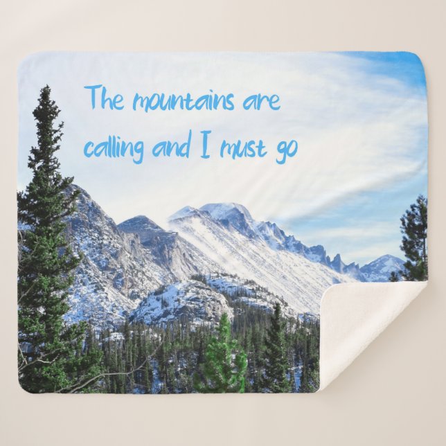 The Mountains Are Calling and I Must Go Sherpa Blanket (Front (Horizontal))