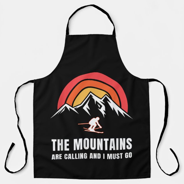 The Mountains Are Calling And I Must Go Skier Apron (Front)