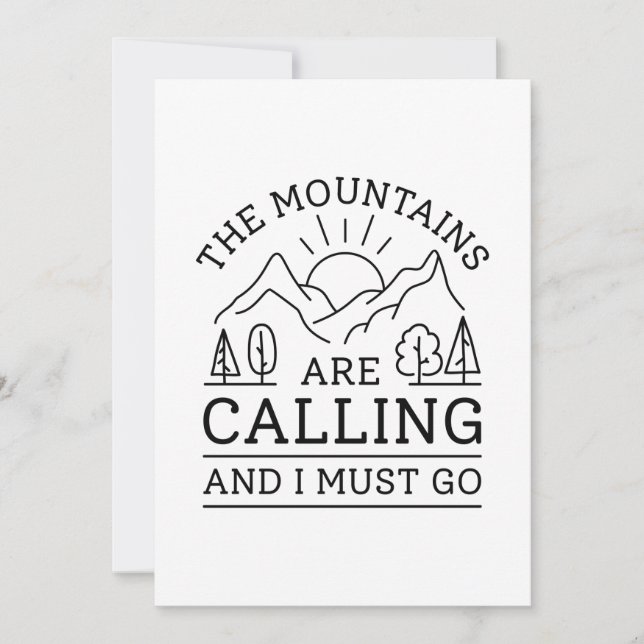 The Mountains Are Calling And I Must Go Thank You Card (Front)
