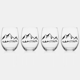 The Mountains are Calling Design Wine Glass Set