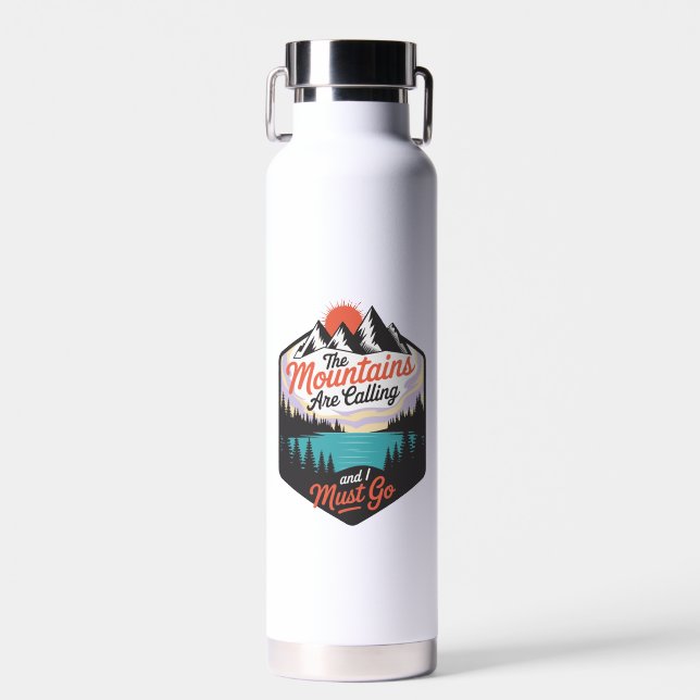 The Mountains Are Calling - Nature Adventure Water Bottle (Front)
