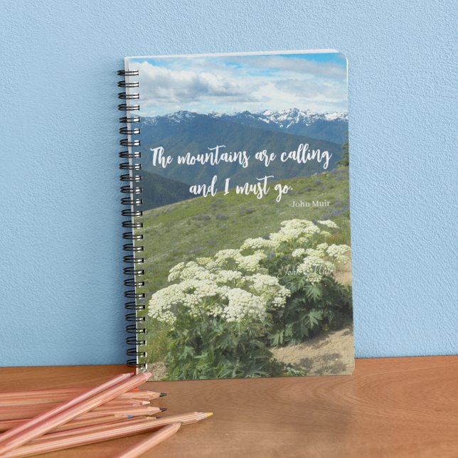 The Mountains are Calling Quote Meadow Wildflowers Notebook (In Situ)