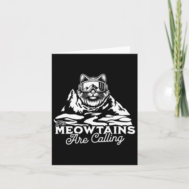 The Mountains Are Calling Snowboards Funny Cat Men Card (Front)