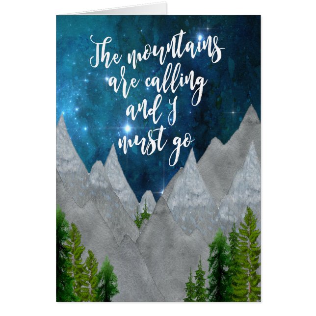 the mountains are calling typography card (Front)