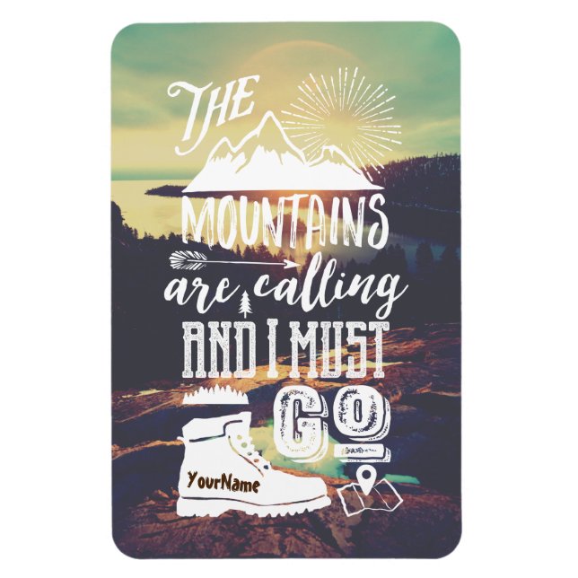 The Mountains are Calling Typography Your Photo Magnet (Vertical)