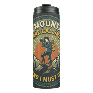 The Mountains Are Calling Vintage Hiking Badge Thermal Tumbler
