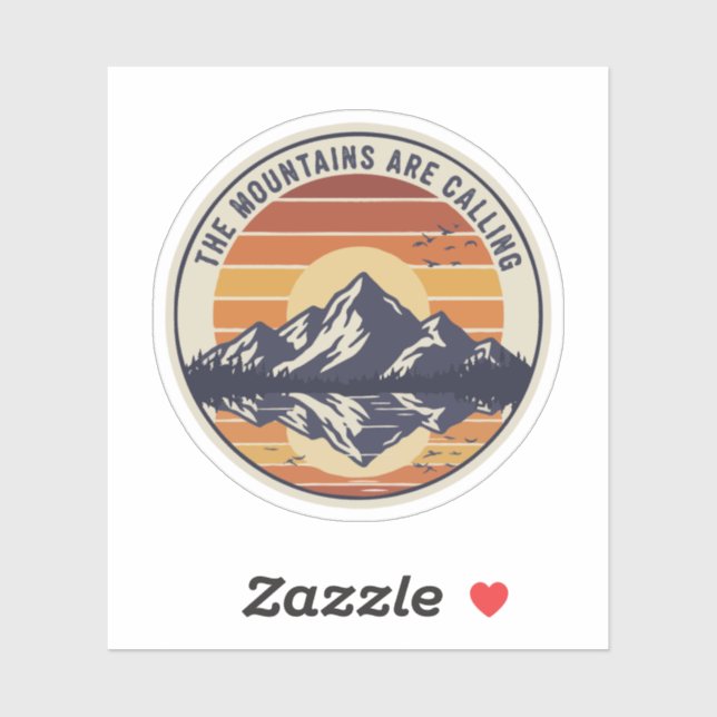  The Mountains Are Calling Vintage Retro Sunset  (Sheet)