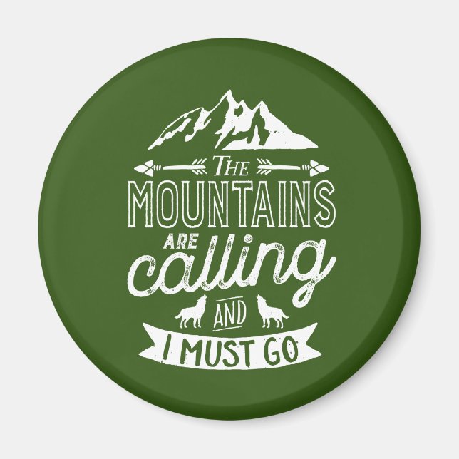 The Mountains Are Calling Vintage Rock Climbing Magnet (Front)