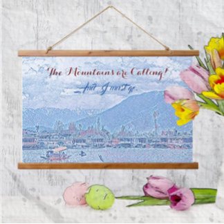 The Mountains are Calling Vivid Blue Lake & Boat  Hanging Tapestry