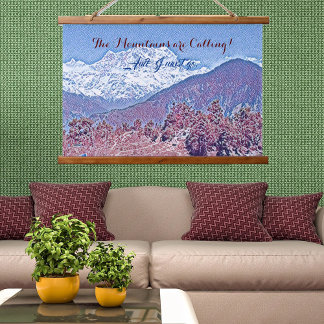 The Mountains are Calling Vivid Blue Snow Clad  Hanging Tapestry