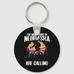 The Mountains In Nebraska Are Calling Funny Skiing Key Ring
