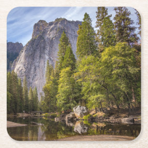 The Mountains of Yosemite Square Paper Coaster