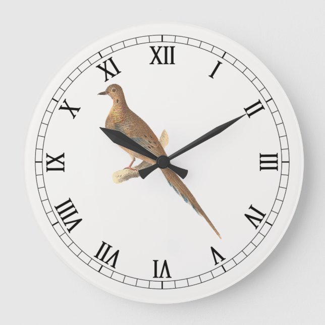 The Mourning Dove (Carolina Turtle Dove) NY Birds Large Clock (Front)