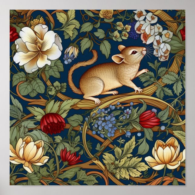 The mouse and flowers Art nouveau Poster (Front)
