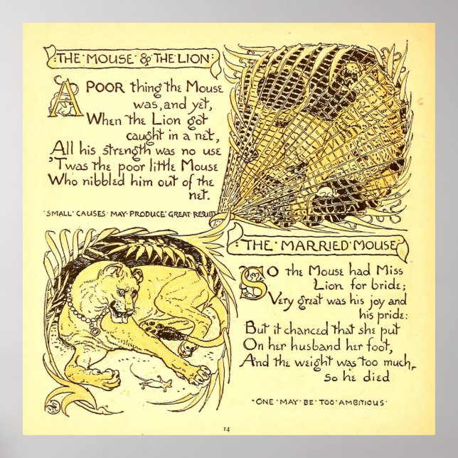 The Mouse and the Lion Walter Crane Poster (Front)