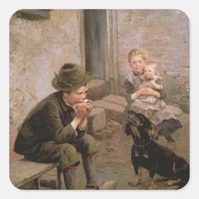 The Mouth Organ Player Square Sticker (Front)