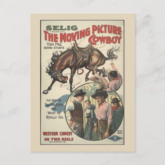 The Moving Picture Cowboy Announcement Postcard (Front)