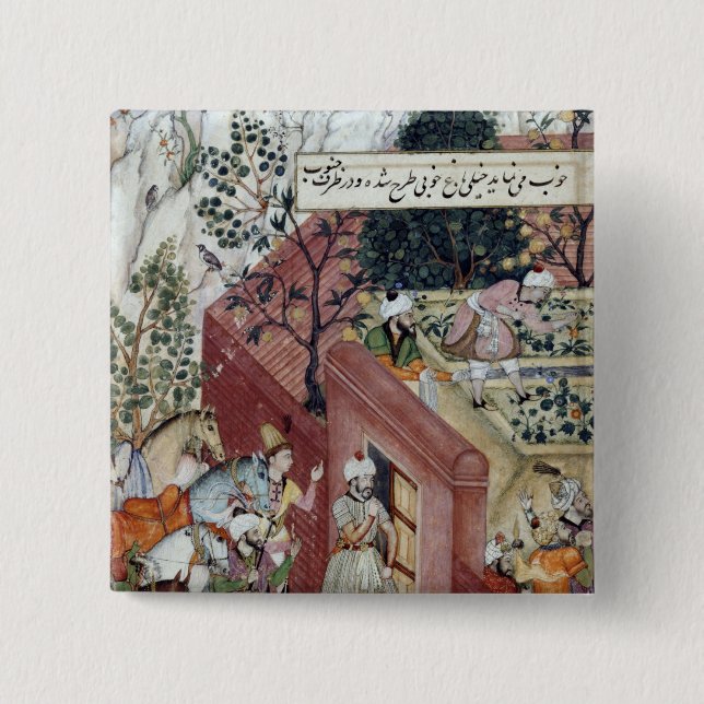 The Mughal Emperor Babur 15 Cm Square Badge (Front)
