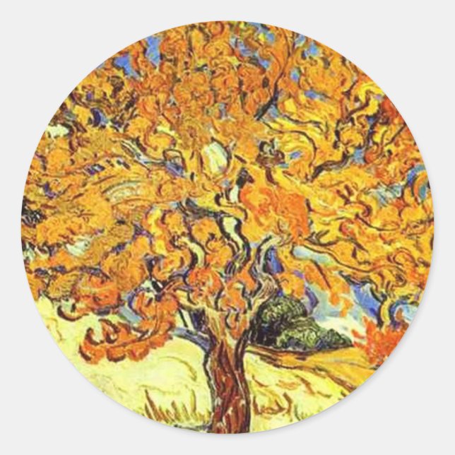 The Mulberry Tree, Vincent Van Gogh Classic Round Sticker (Front)