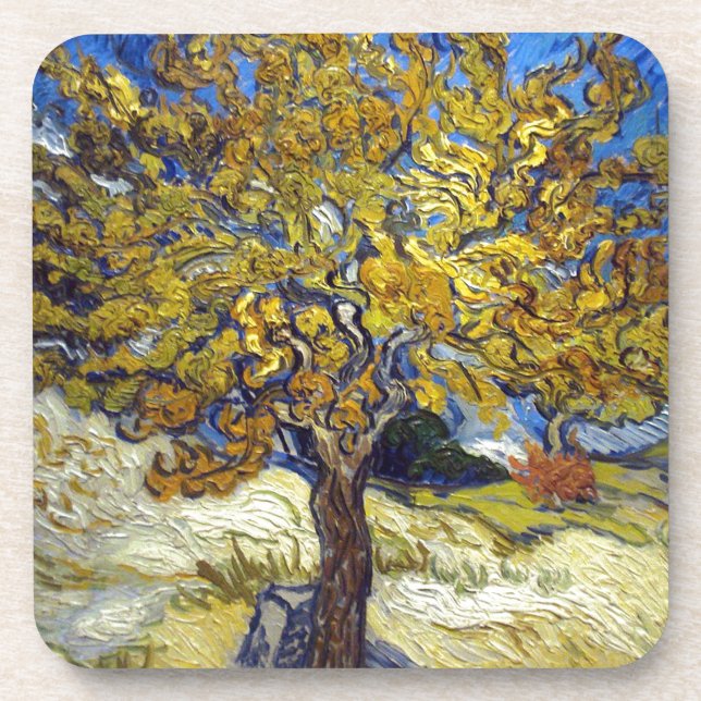 The Mulberry Tree, Vincent van Gogh. Vintage Coaster (Front)