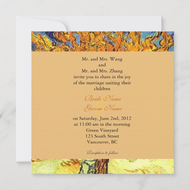 The Mulberry Tree vintage wedding invitations. Invitation (Front)