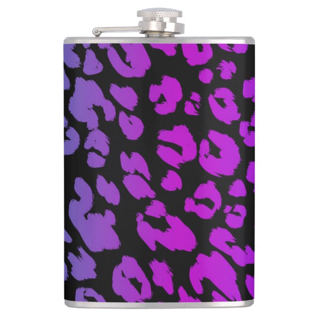 The Multi-Coloured Leopard Series Design 1 Hip Flask (Front)