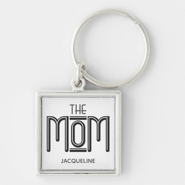 THE Mum Black White Text Personalised Key Ring (Front)