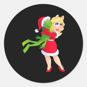 The Muppets Kermit Miss Ggy Christmas Classic Round Sticker