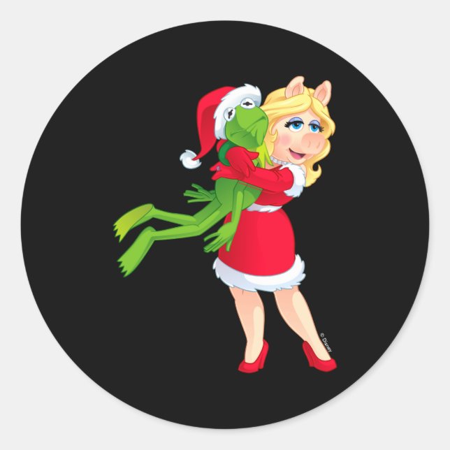 The Muppets Kermit Miss Ggy Christmas  Classic Round Sticker (Front)
