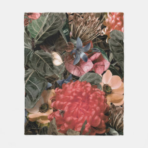 The mural on the wall. Flowers and plants with ins Fleece Blanket