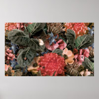 The mural on the wall. Flowers and plants with ins