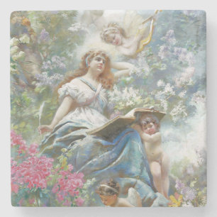 The Muse of Poesie (by Konstantin Makovsky) Stone Coaster