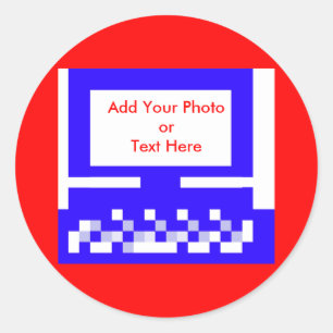 The MUSEUM Artist Series Images Computer Blue Classic Round Sticker