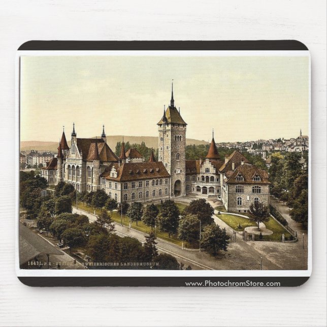 The museum, Zurich, Switzerland vintage Photochrom Mouse Pad (Front)