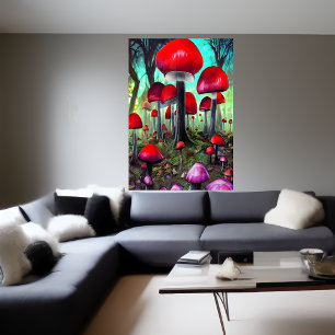 The mushroom forest AI Art Poster