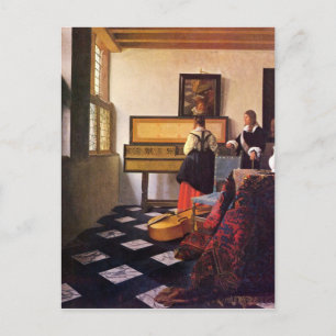 The music lesson by Johannes Vermeer Postcard