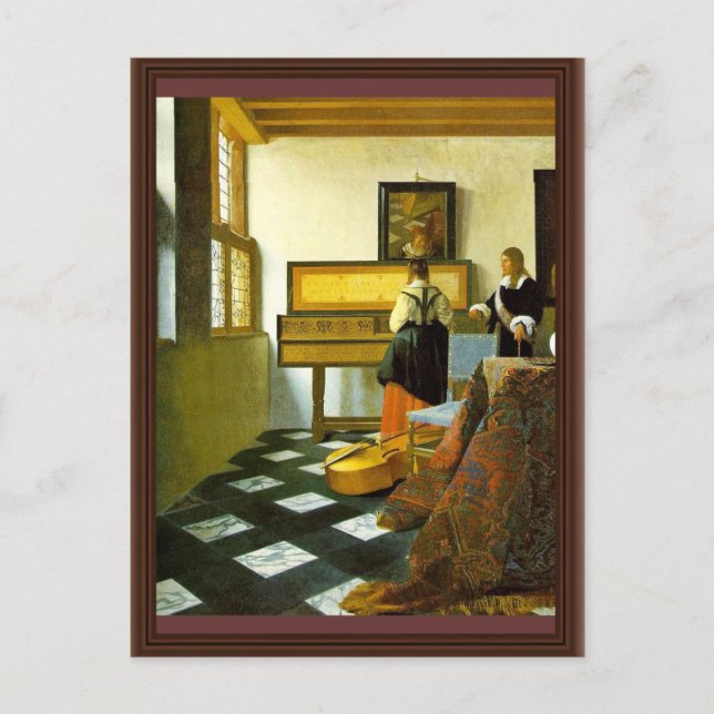 The Music Lesson By Vermeer Van Delft Jan Postcard (Front)