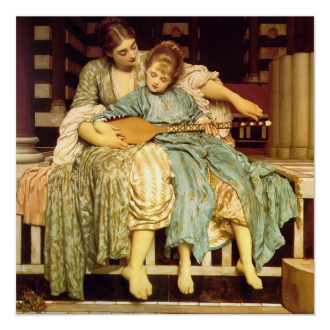 The Music Lesson Frederic Leighton Glossy Poster (Front)